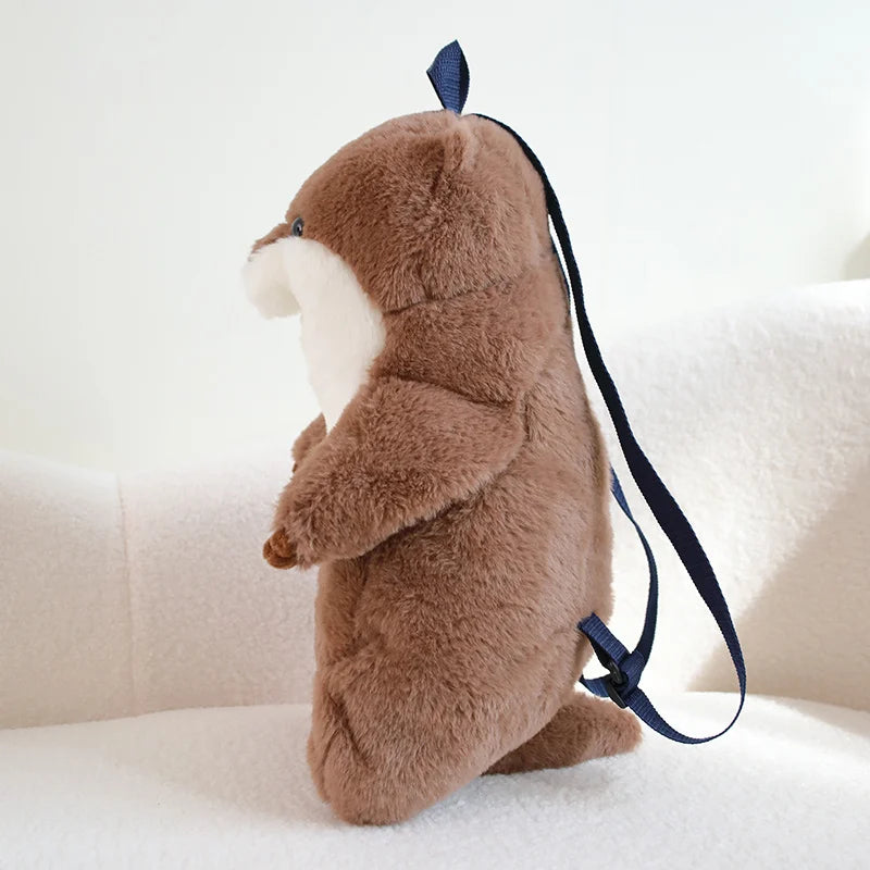 50cm Sea Otter Plush Backpack Cartoon Cute  Plush Toy Soft Stuffed Animal Shoulder Bag for Kids Girls Birthday Gifts