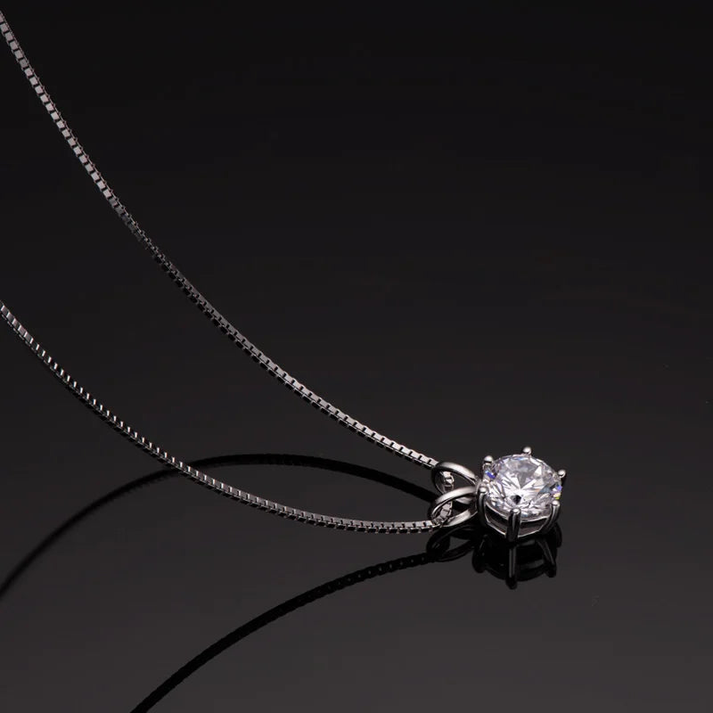 Bague Ringen 100% 925 Sterling Silver 1ct Moissanite Necklace For Women Diamond Pendant  Engagement Wedding Party Gift Wholesale