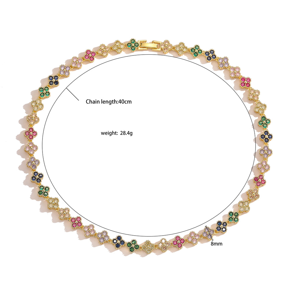 HECHENG,AAAAA Brass 18K gold-plated Flower Necklace Bracelet Jewelry Set ，for Christmas gift for women and best friend
