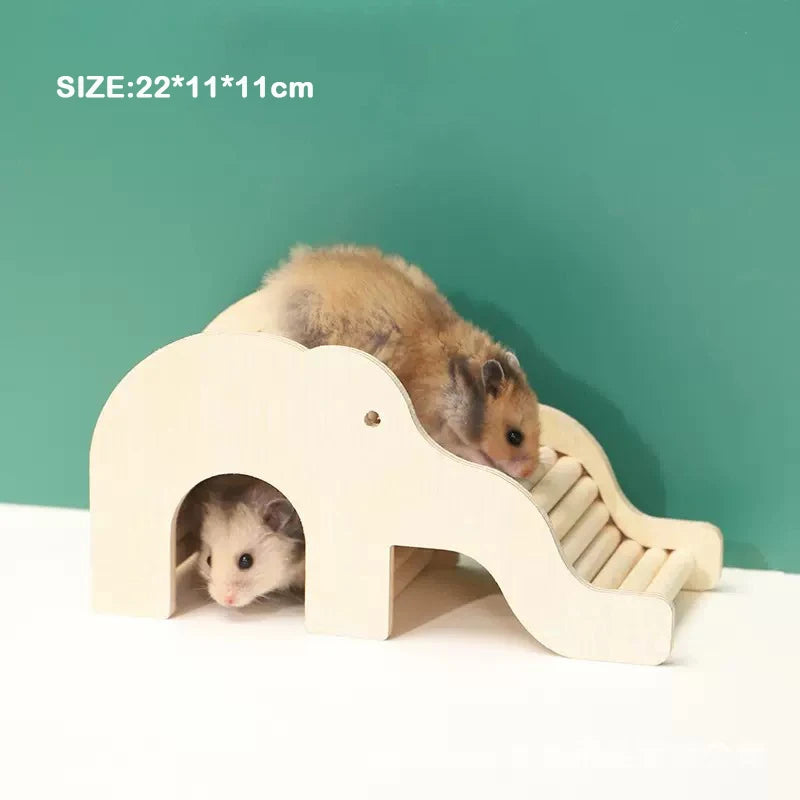 Unpainted Wooden Guinea Pig Hideout Climb House - Hamster Cage Decor Play Tunnel Small Animal Chew Toy Pet Habitat Accessories
