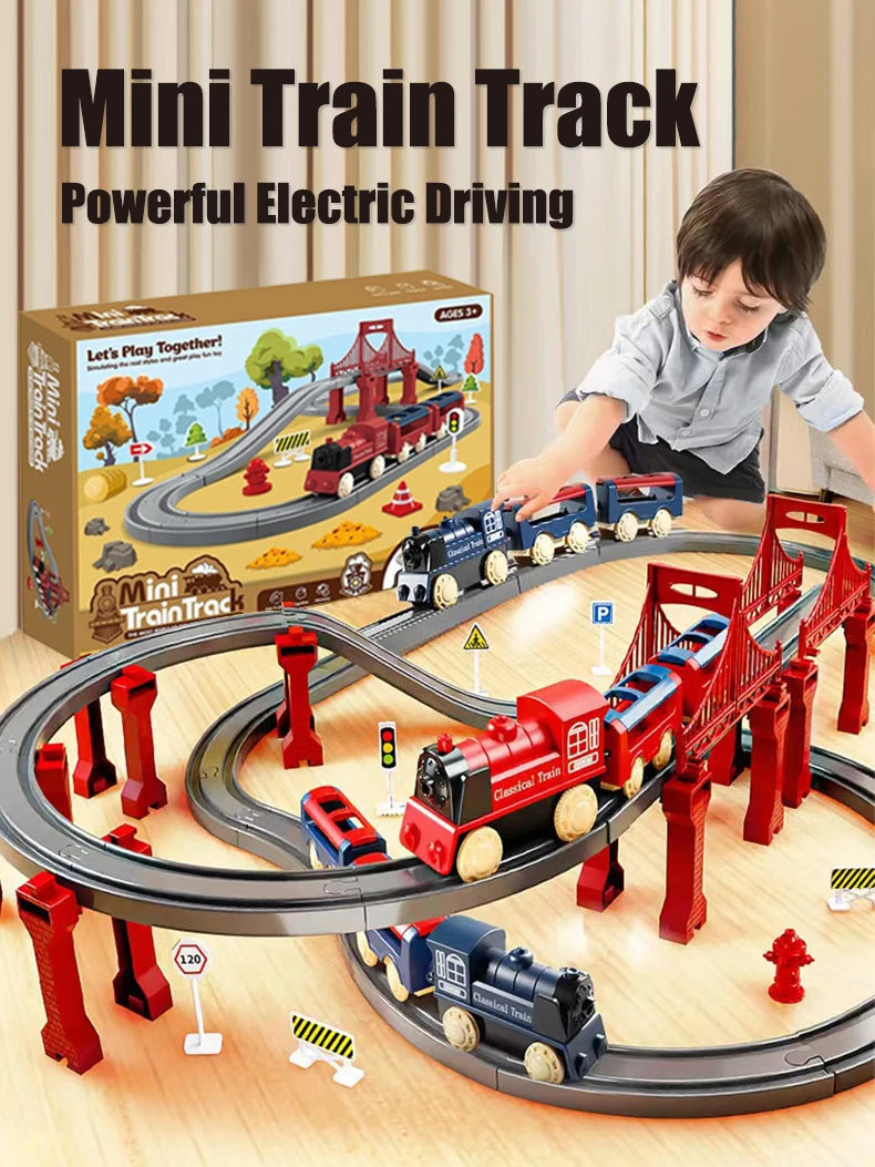 Dinosaur Track Electric Dinosaur Car Mountain Road Rail Kids Puzzle Playful Toy Emit Light Boys Christmas Birthday Gift