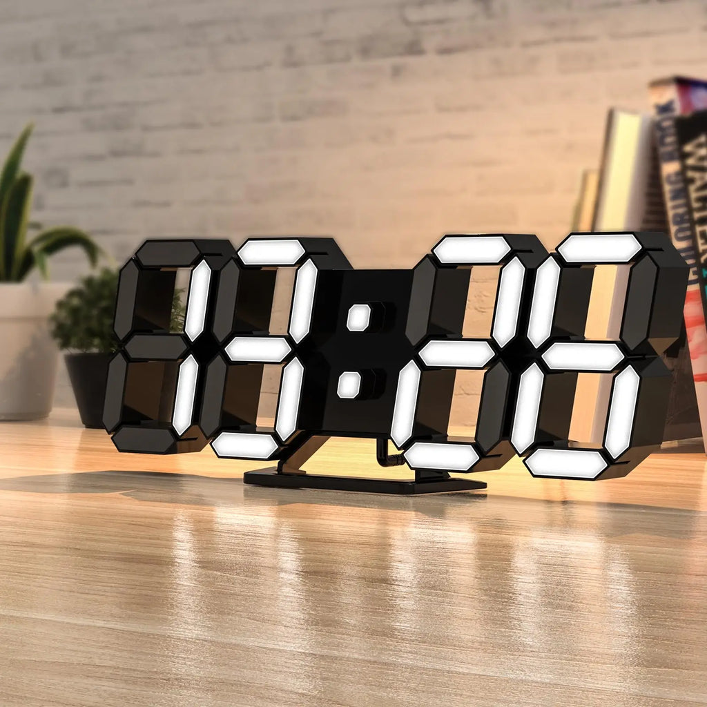 3D LED Digital Wall Clock ,9.7", Large Display Table/ Desk Clock with Remote Control 12/24H Temperature