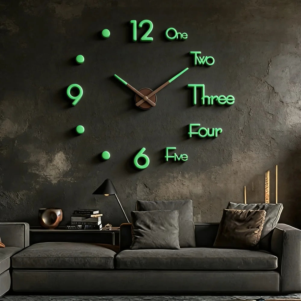 2026 Modern Design Large Wall Clock 3D DIY Quartz Clocks Fashion Watches Acrylic Mirror Stickers Living Room Home Decor Horloge