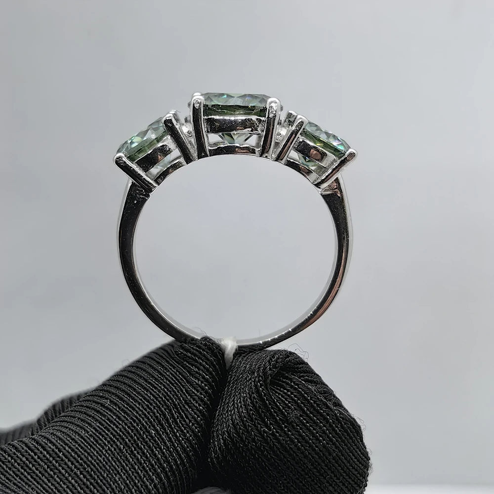 JoyceJelly S925 Sterling Silver Colors Moissanite Ring 2CT 4CT Total Full Moissanite Diamond Jewelry For Wedding Engagement Gift