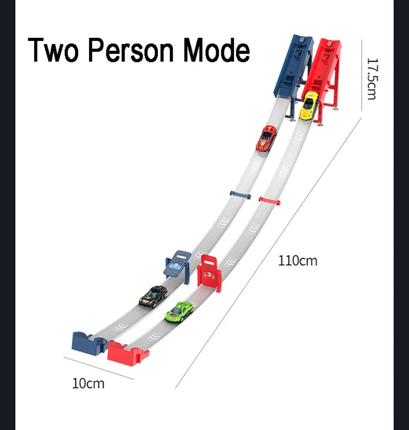 Kid Track Car Racing Set Toy DIY Assembled Track Kits Catapult Rail Car Racing Strategy Game Fun Interactive Social Toy Boy Gift