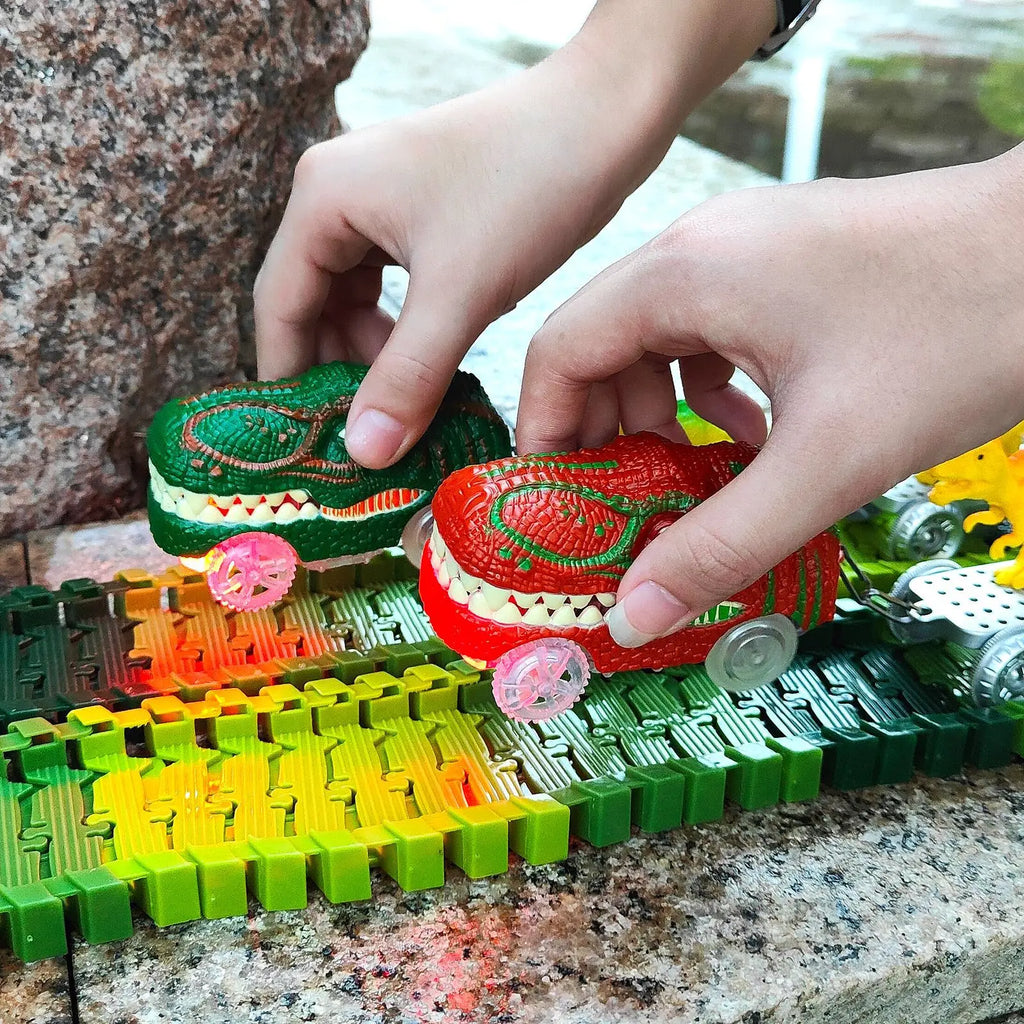Dinosaur Rail Car Assembly Diy Roller Coaster Assembly Puzzle Versatile Track Electric Train Toy Gift