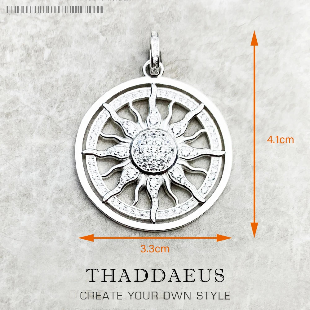 Pendant Sun Star CZ Pave Summer Winter New 925 Sterling Silver Fine Jewelry Europe Style Accessories Gift For Men Woman