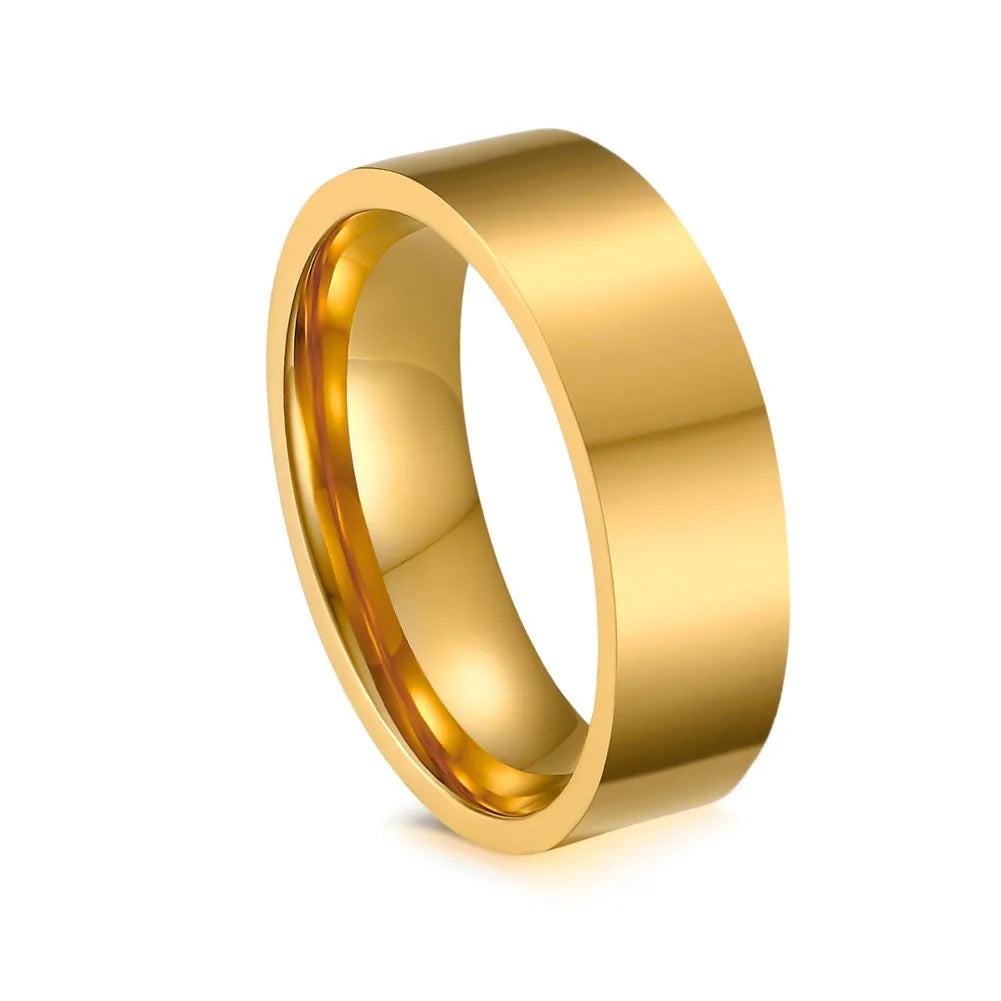 Basic 2/4/6 MM Wide Wedding Couple Ring for Women Men, PVD Gold Color Geometric Engagement Rings Finger Bands Jewelry