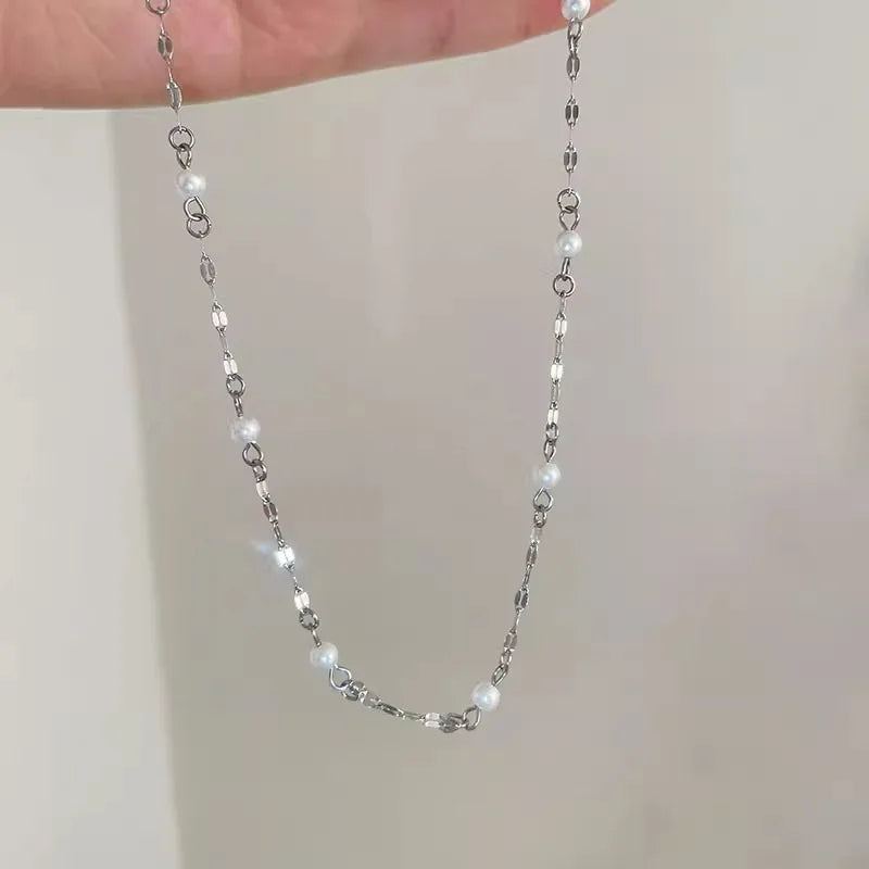 925 Sterling Silver Necklace Black Beads Square Irregular Punk Geometric for Women Girl Jewelry Gift Dropshipping Wholesale