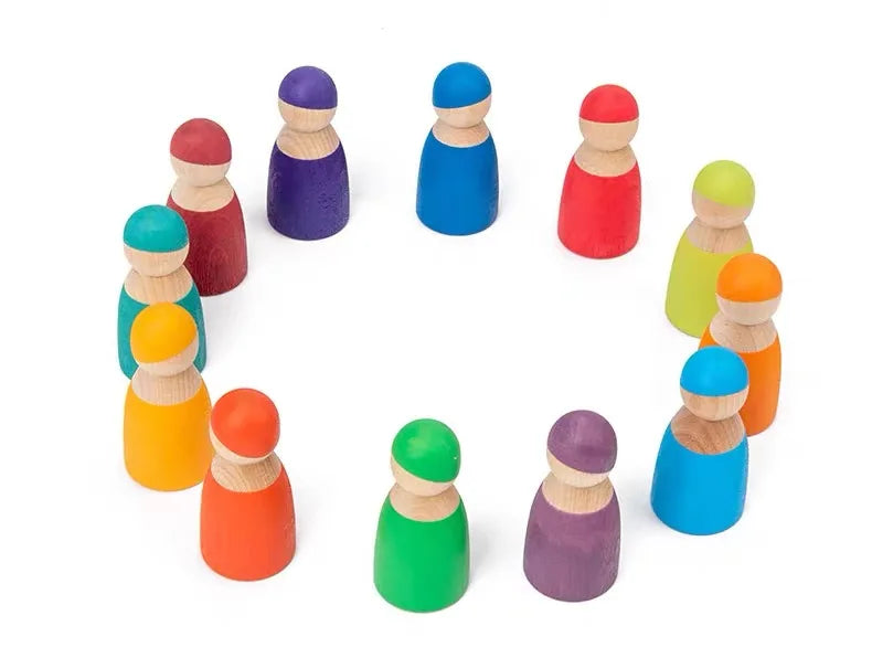 Wooden Rainbow Block Colorful Stacking Building Block Children Open-shaped Creative Building Blocks Montessori Educational Toy