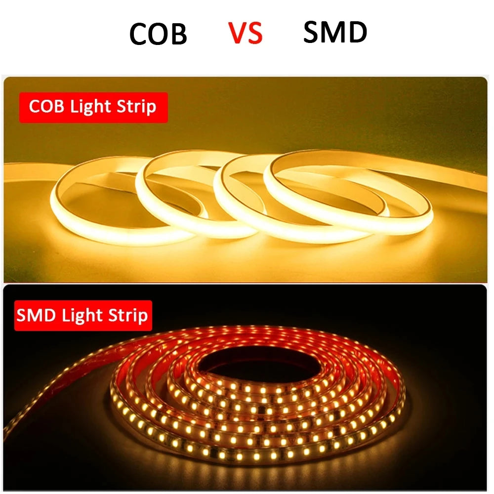 LED Lights Strip 220v with ON-OFF Switch Waterproof Outdoor COB Led Strip Flexible Ribbon Tape for Room Kitchen Garden Lighting