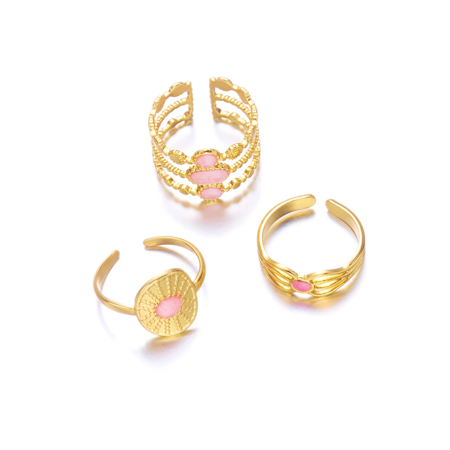 Stainless Steel French Vintage Ethnic Color Gemstone Ring for Women Punk Personality Stackable Open Finger Ring Hand Jewelry