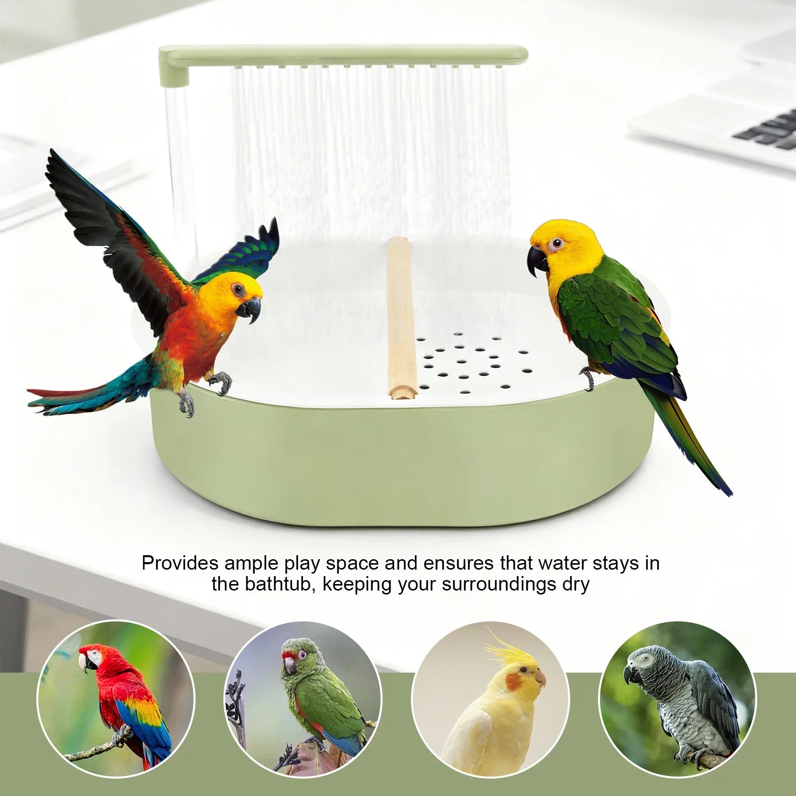 Bird Shower Bath Generous Capacity USB Electric Circulating Water Bird Bathtub for Lovebird Cockatiel Finches Cockatoo Conure