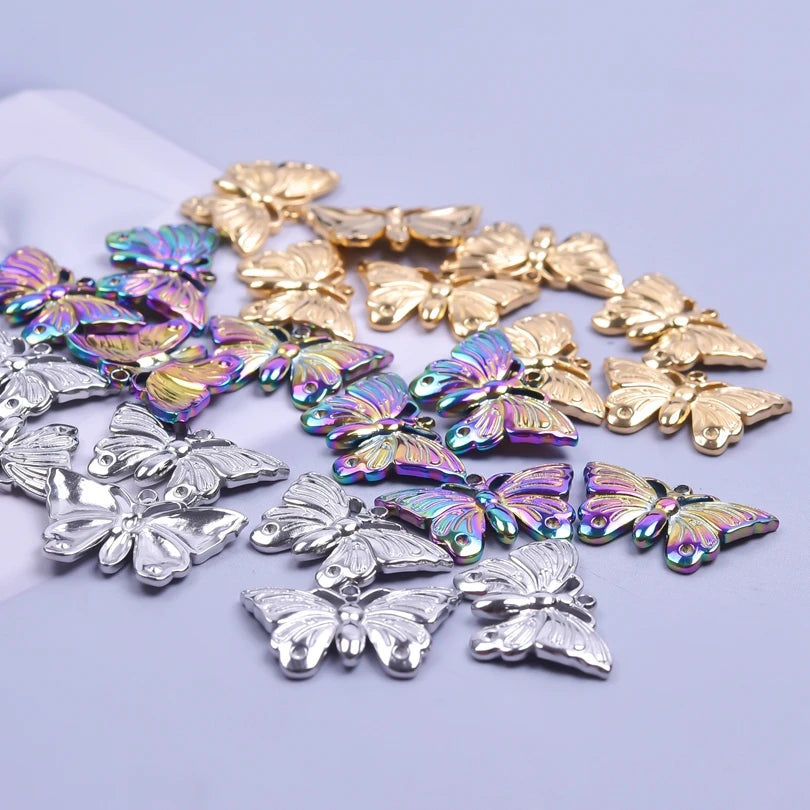 10PCS Ancient Egyptian Scarab Beetle Pendants Charms Stainless Steel Dragonfly Butterfly Pendant for Jewelry Making DIY Necklace