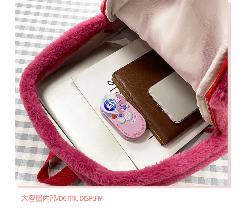 New Lotso Alien Cartoon Funny Plush Backpack Students Large Capacity Bag Girls Casual Soft Stuffed Schoolbag Lightening Bag