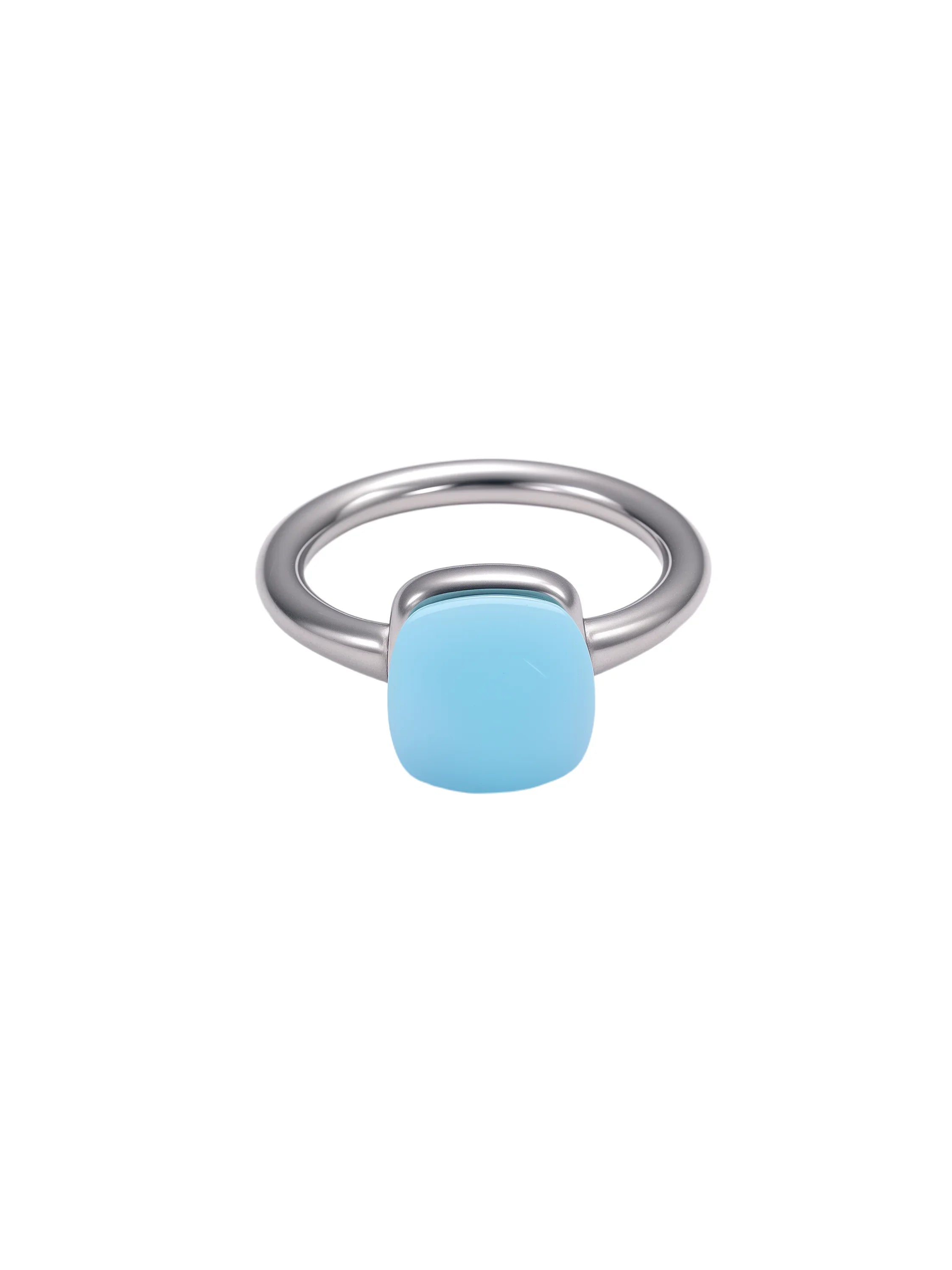 Colorful Crystal Nude Ring for Women 18K Gold Plated Stainless Steel Candy Color Square Stone Statement Rings Jewelry Gift