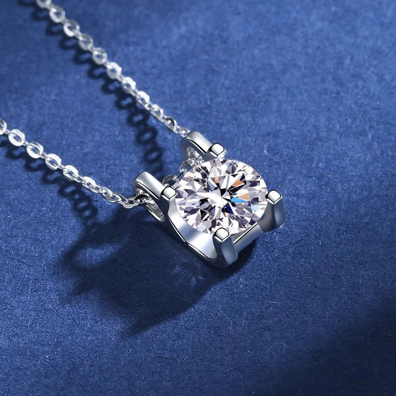 Fashion Luxury Trendy Classic 1ct GRA Moissanite Irregular Sqaure Necklace For Charm Women 925 Silver Party Jewelry Gift