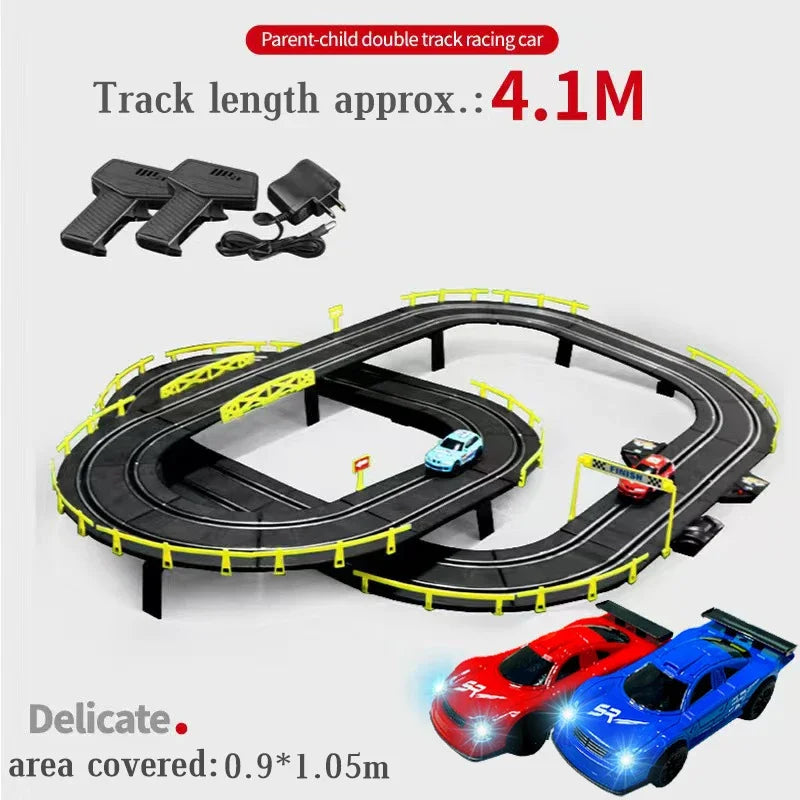 Electric Slot Track Set,1:43 Scale Dual Control Racing Car Toy, Large Double Player Racing Track Vehicle Gift for Boys Ages 8-10