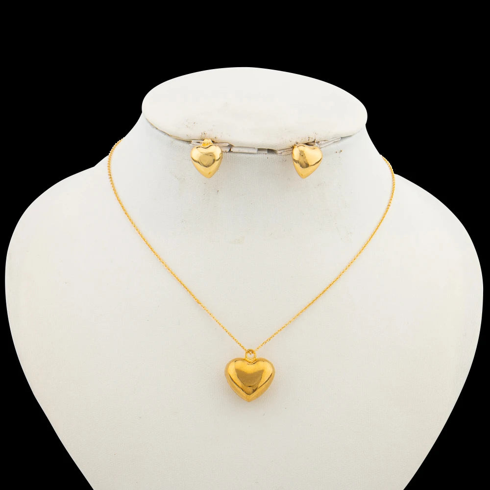 Italian  Gold Color Jewelry Set for Women Small Design Earrings and Necklace 2Pcs Set for Party Daily Wear Girls Gifts Jewelry