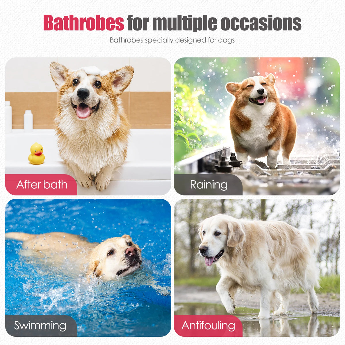 Dog Bathrobe Quick Dry Absorbent Pet Towel Coat Hooded Dog Bath Towel Soft Microfiber Drying Robe for Dogs