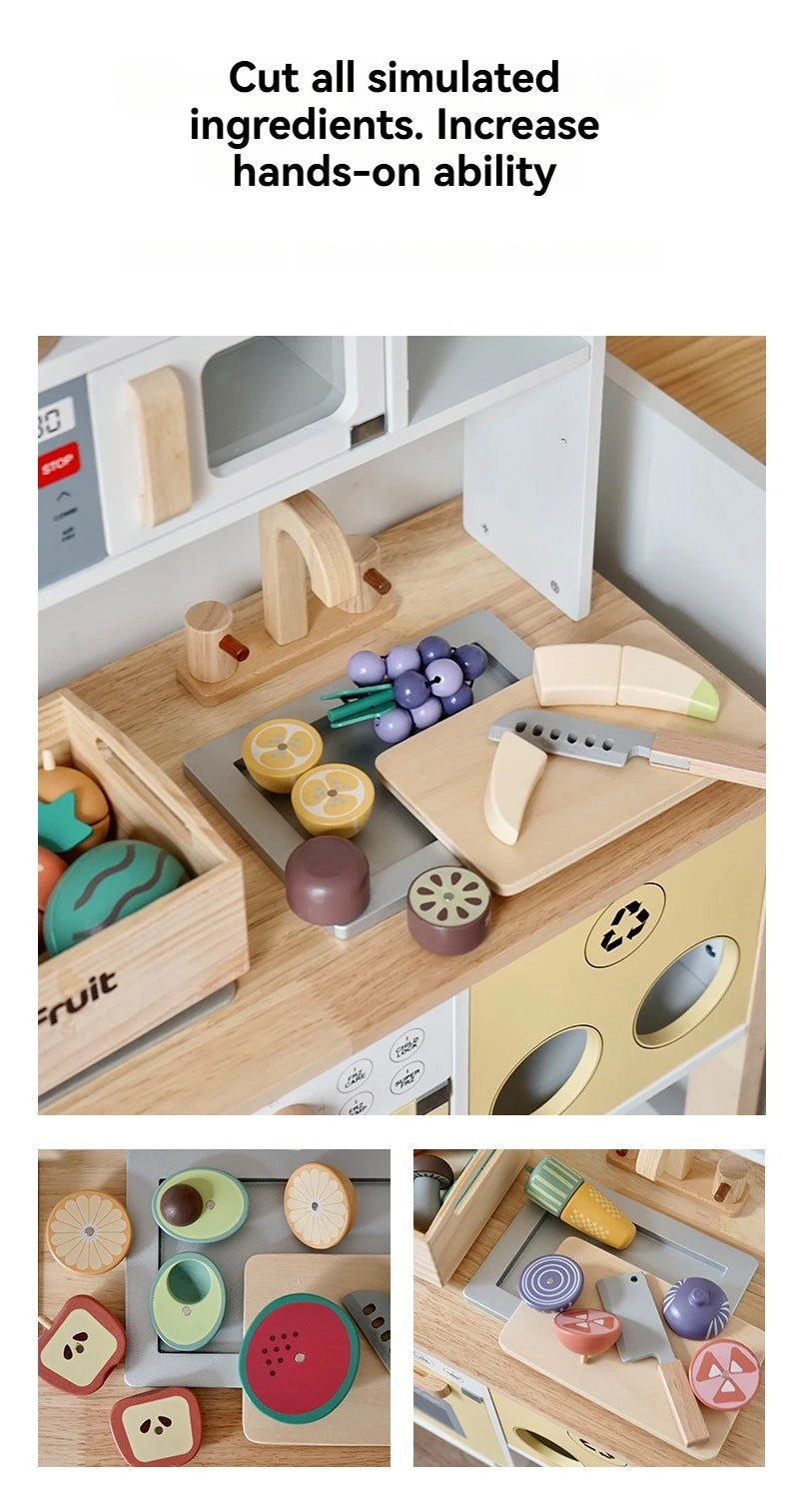 Children's Wooden Fruits and Vegetables, Joyful Play at Home Toys, Wooden Simulation Kitchen Toys, Girls Cooking Food