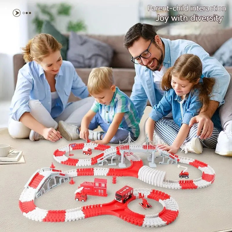 Fire Engine Track Assembling Car Engineering Minin Car Set Kids Puzzle Boy Toys Track Car Train Toys For Children Birthday Gift