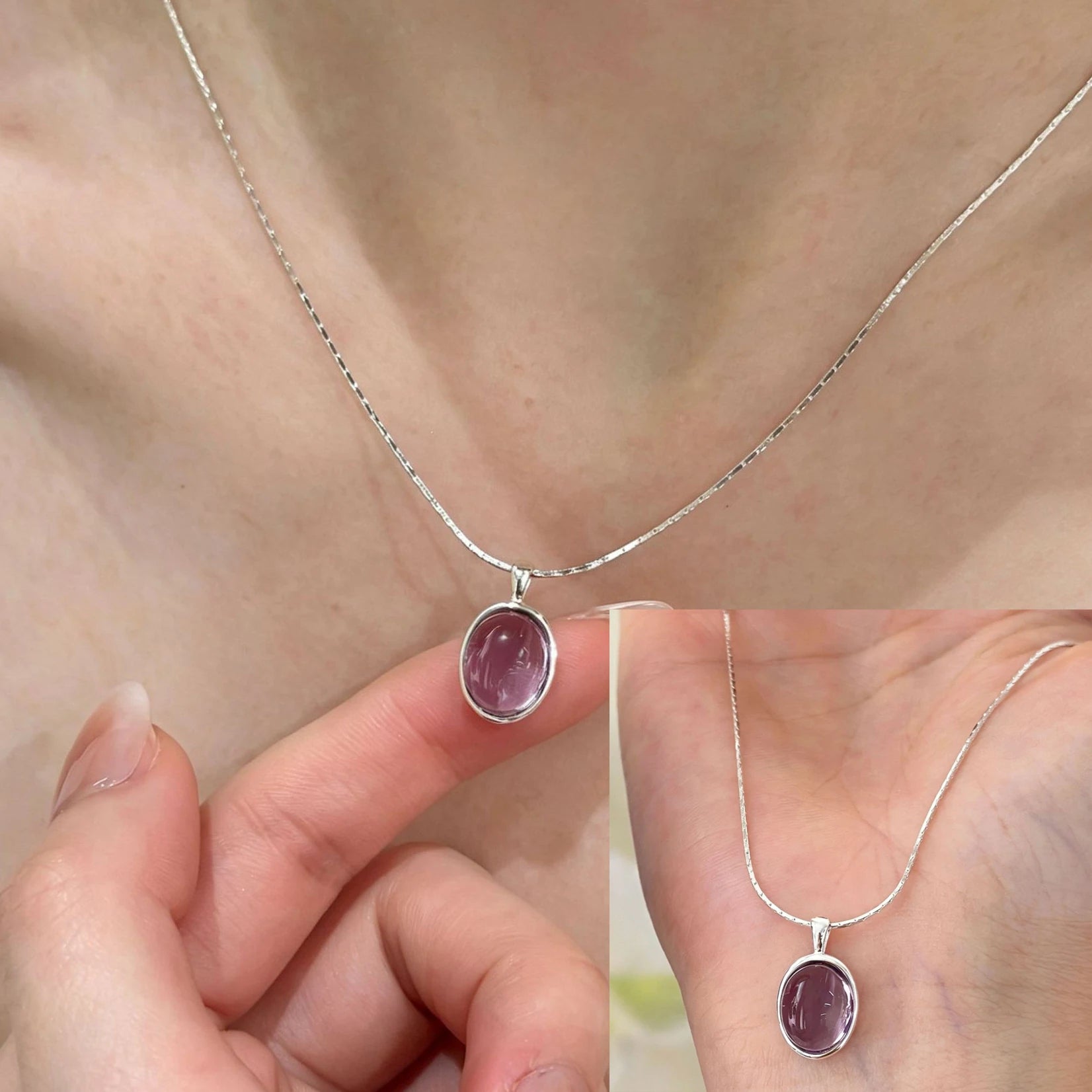 PANJBJ 925 Sterling Silver Onyx Necklace for Women Girl Concise Individuality Fashion Jewelry Birthday Gift Dropshipping