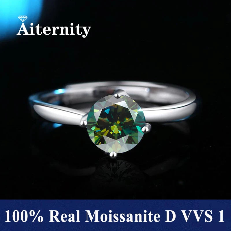 Men And Women's Moissanite Wedding Ring D VVS1 Adjustable Size S925 Silver GRA Certificate Wedding Ring