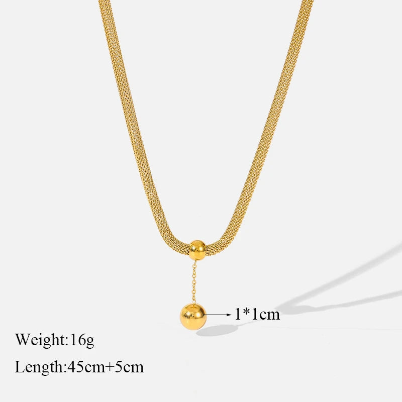 EILIECK 316L Stainless Steel Gold Color Hollow Ball Beads Pendant Necklace For Women Non-fading Choker Jewelry Girls Gifts Party