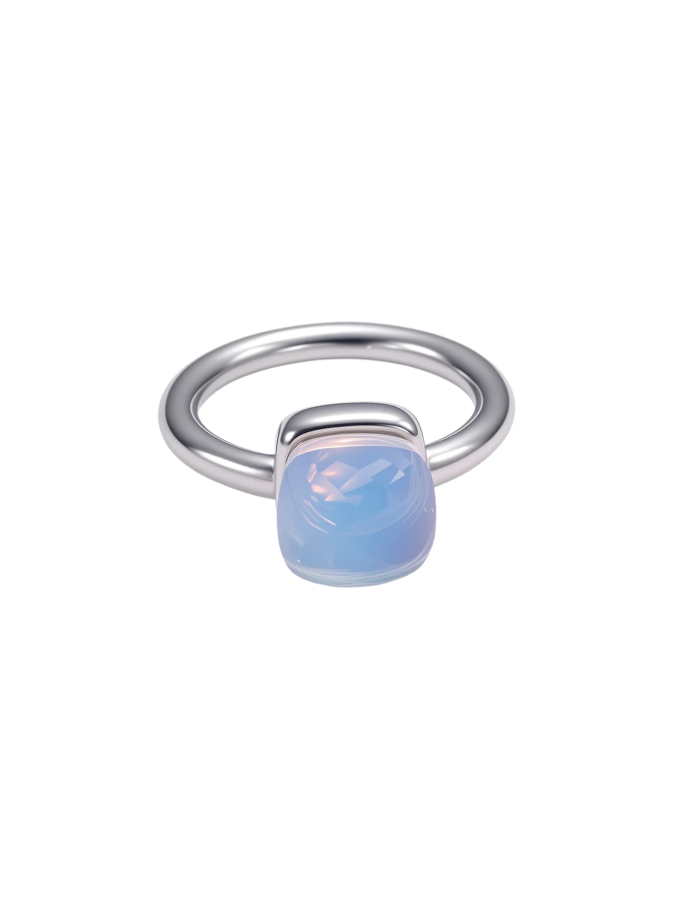 Colorful Crystal Nude Ring for Women 18K Gold Plated Stainless Steel Candy Color Square Stone Statement Rings Jewelry Gift