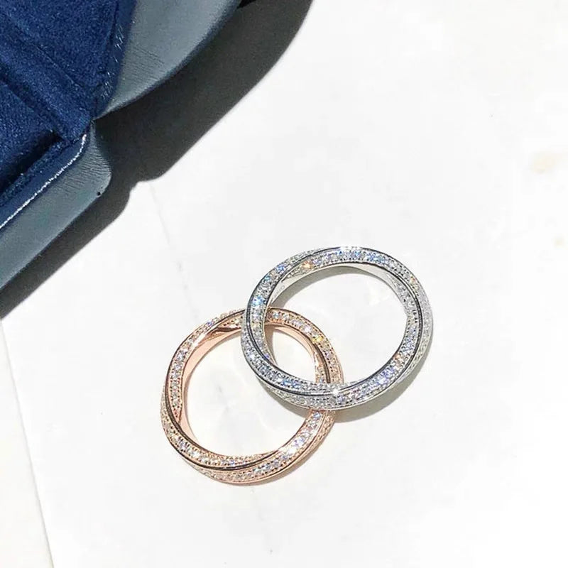 infinity ring S925 Sterling Silver Micro pave Moissanite Engagement Wedding Band Rings for women Party Jewelry