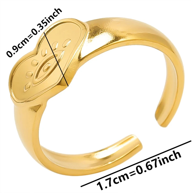 1pcs Classic Tiger Eye Real Stone Open Adjustable Stainless Steel Rings For Women Men Accessories Gold Color Finger Jewelry Ring
