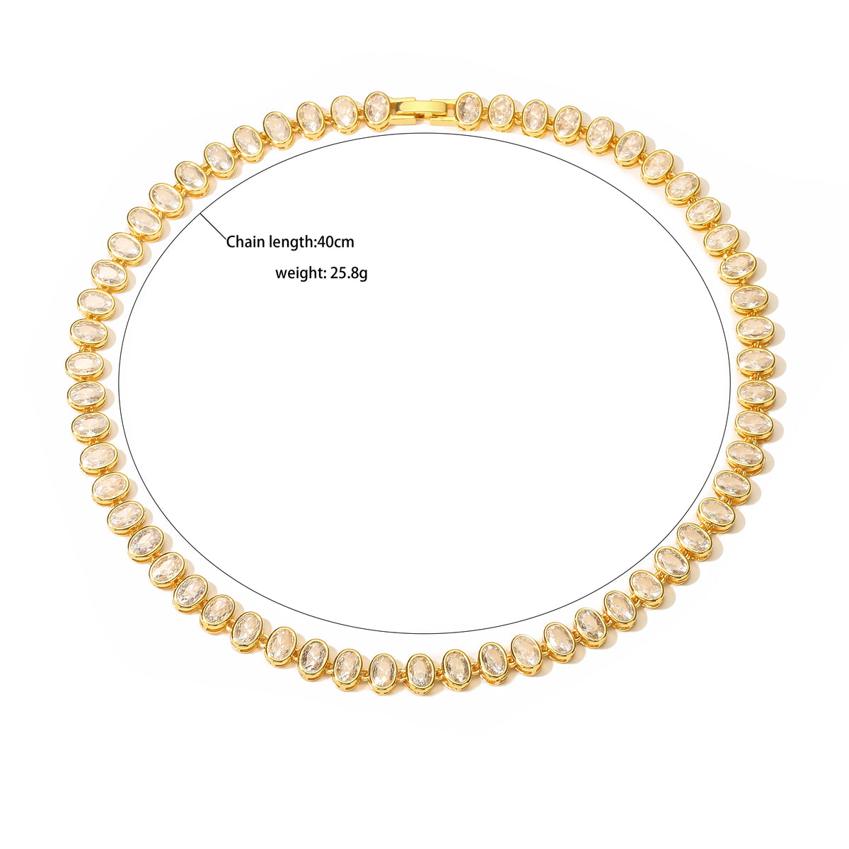 HECHENG,Oval Sparkling CZ Charm Bracelets Necklace for Women 18K Gold Plated Tennis Cubic Zircon Bohemia Beach Jewelry Set