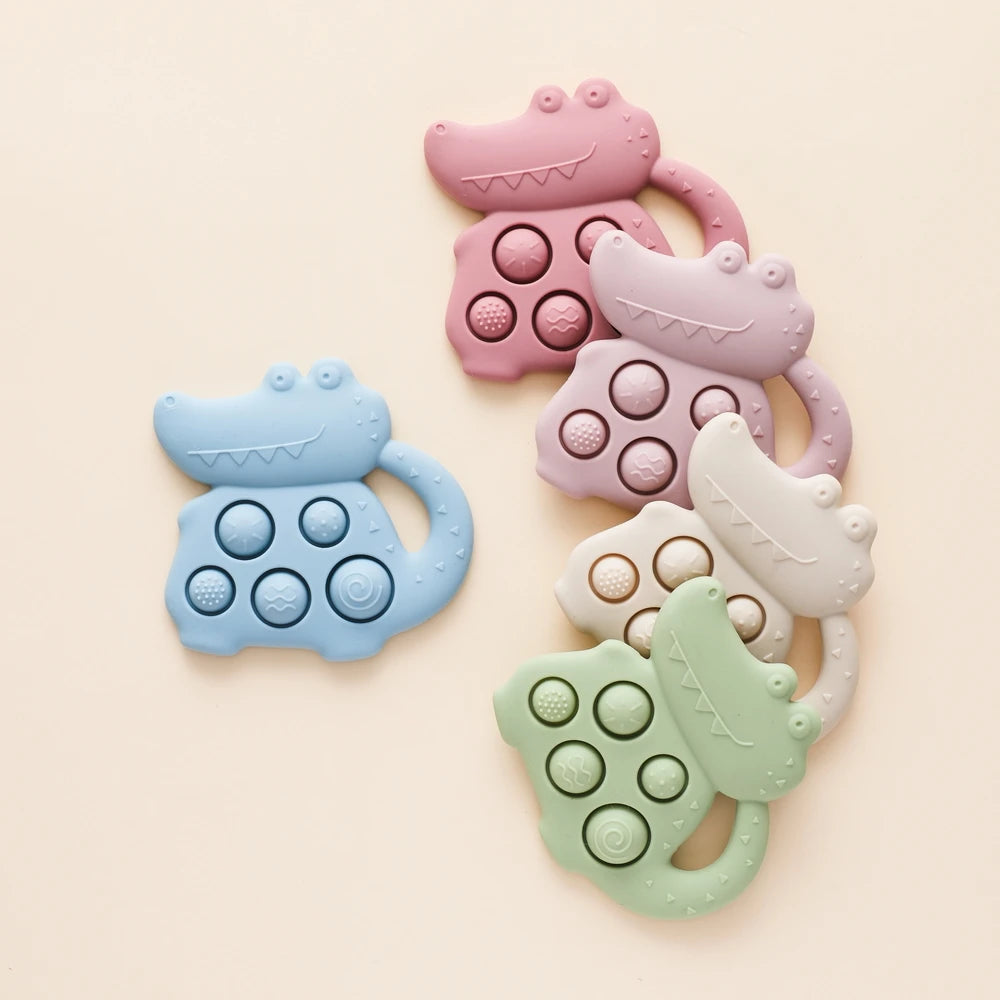 1pc Silicone Baby Toys 0-12 Baby Teether Toys Baby Fidget Toys Teething Sensory Toys Silicone Hand Bell Silicone Soothing Toys