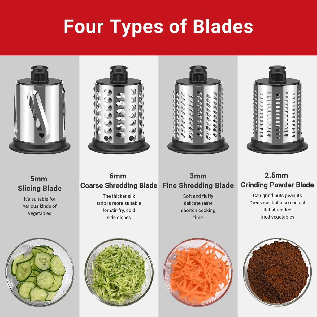GVODE Stainless Steel Slicer Shredder Attachment for KitchenAid Stand Mixers Salad Maker Grinding Powder with 4 Blades