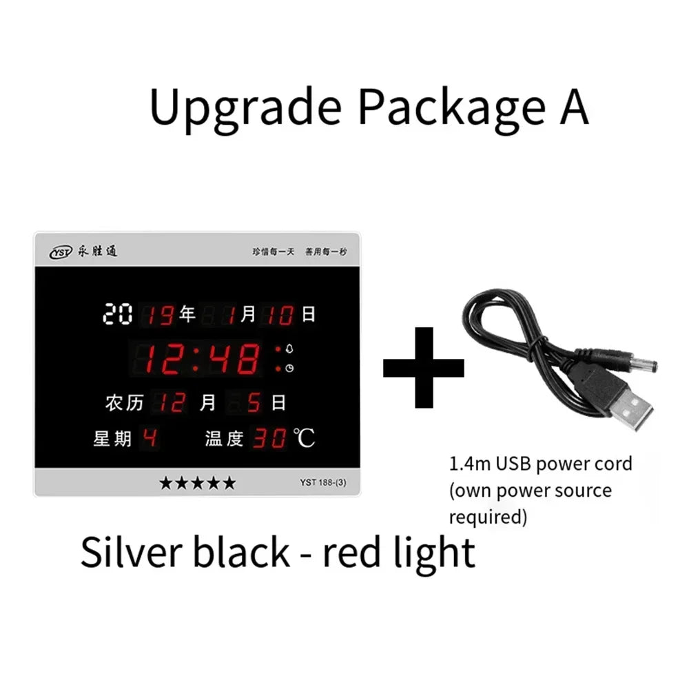 Perpetual Calendar Clock, Large Display Digital Wall Clock with Indoor Temperature and Humidity Perfect Office or Home Clock