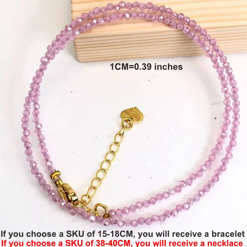 Natural Gemstones 2mm Cutting Angle beads Necklace Tourmaline quartz garnet zircon Bracelet Choker Men Female Jewelry Party Gift
