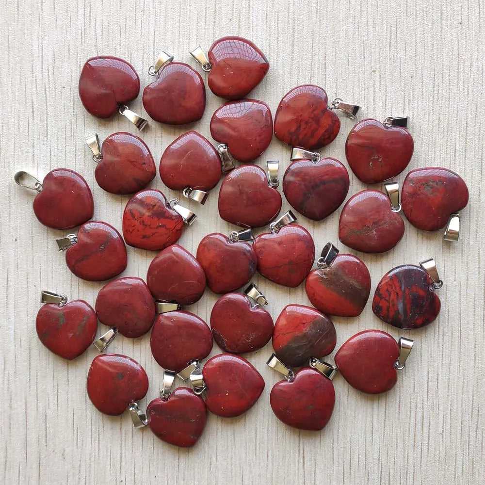 Wholesale 50pcs/lot Assorted Heart Natural Stone Charms Fashion Pendants 20mm for Jewelry Accessories Making Good Quality