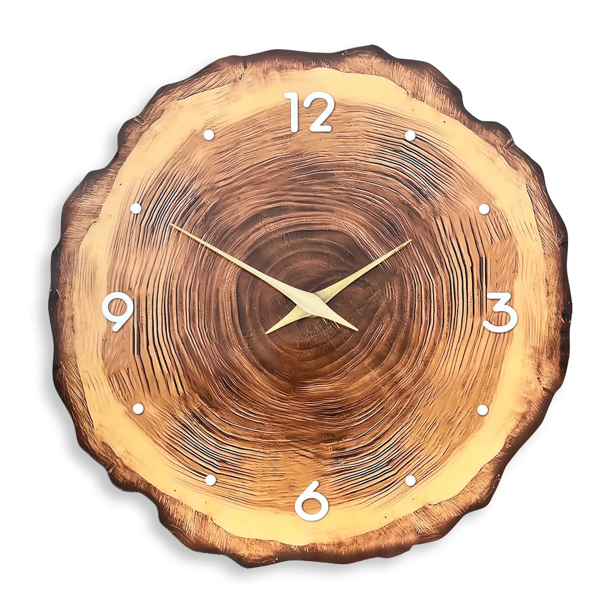 1pc Wooden Ring Wall Clock, Wood Cross-Section Texture Pattern Design of the Original Wood Color Wall Clock, Home Mute Clock