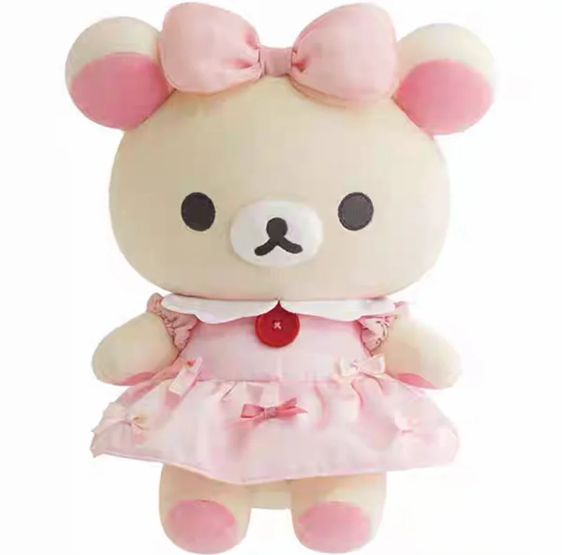Rilakkuma Korilakkuma Plush Toy Medium 30cm Ribbon Makeup Rilakkuma Cute Kawaii Bear Stuffed Animals Soft Doll Girls Toys Gift