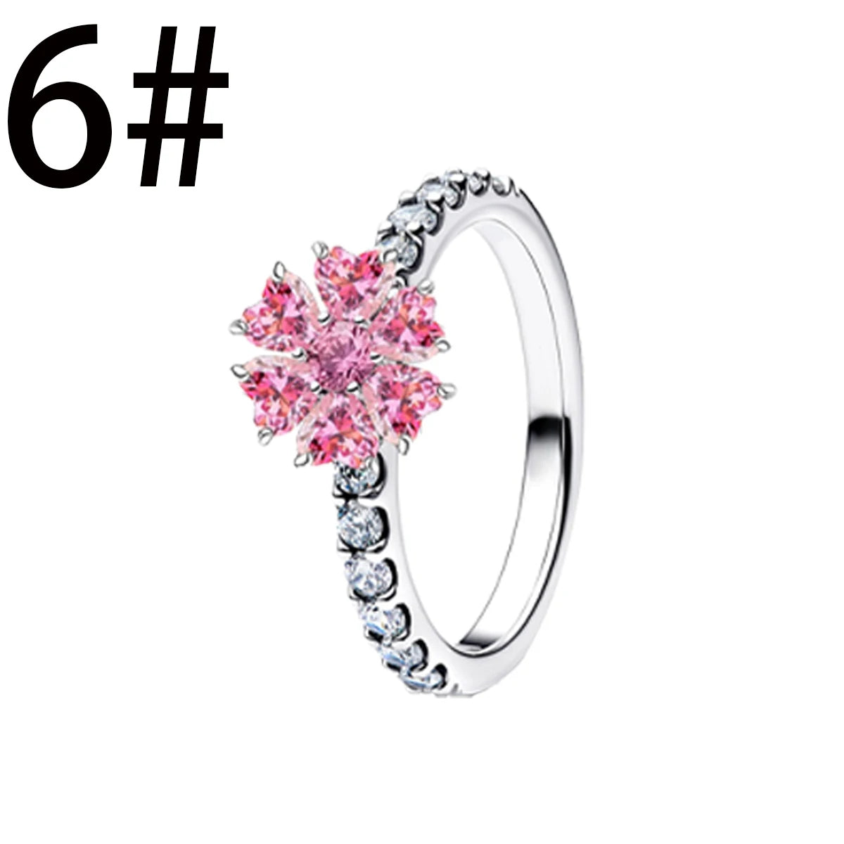 Hot Sales 925 Sterling Silver Pink Flower heart Ear Stud Ring Pendant Bead fit DIY Women's Bracelets Necklaces Jewelry Gifts