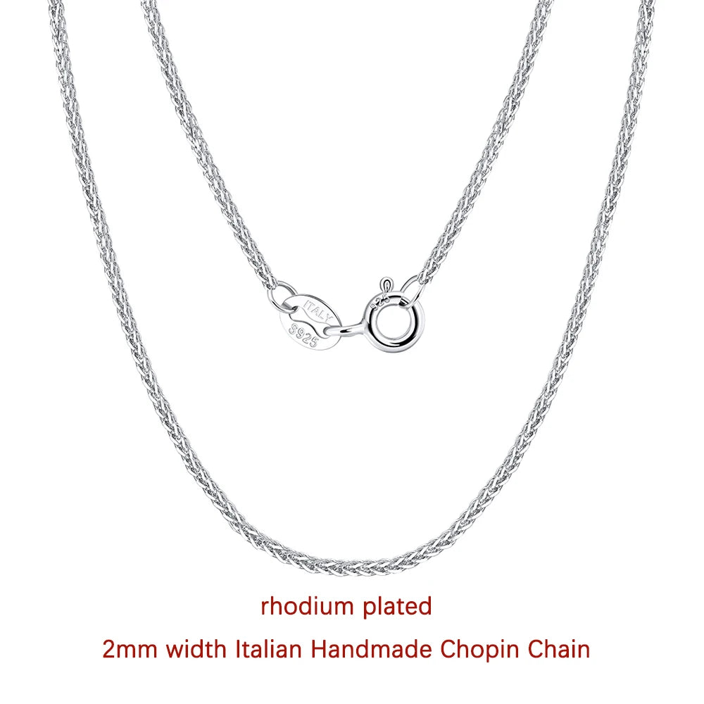 Rinntin 925 Sterling Silver Italian Handmade 1.2/1.6/2.0mm Chopin Chain Necklace for Women Fashion Basic Neck Chain Jewelry SC53