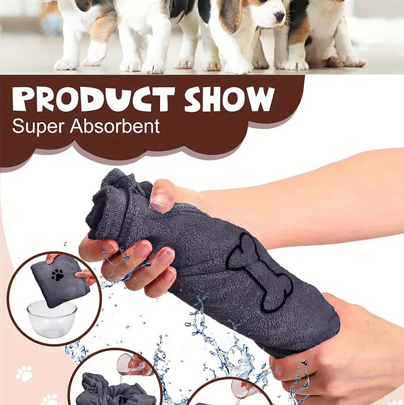 Microfiber Pet Printing Absorbent Towel Thickened Puppy Quick-drying Dog Claw Bath Towel, Pet Bath ProductsAbsorbent Medium Dogs