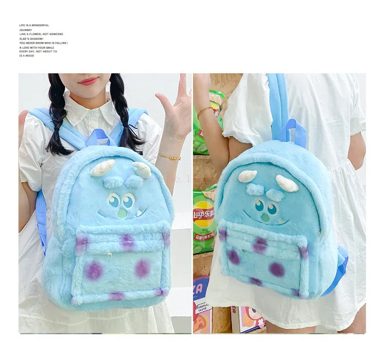 New Lotso Alien Cartoon Funny Plush Backpack Students Large Capacity Bag Girls Casual Soft Stuffed Schoolbag Lightening Bag
