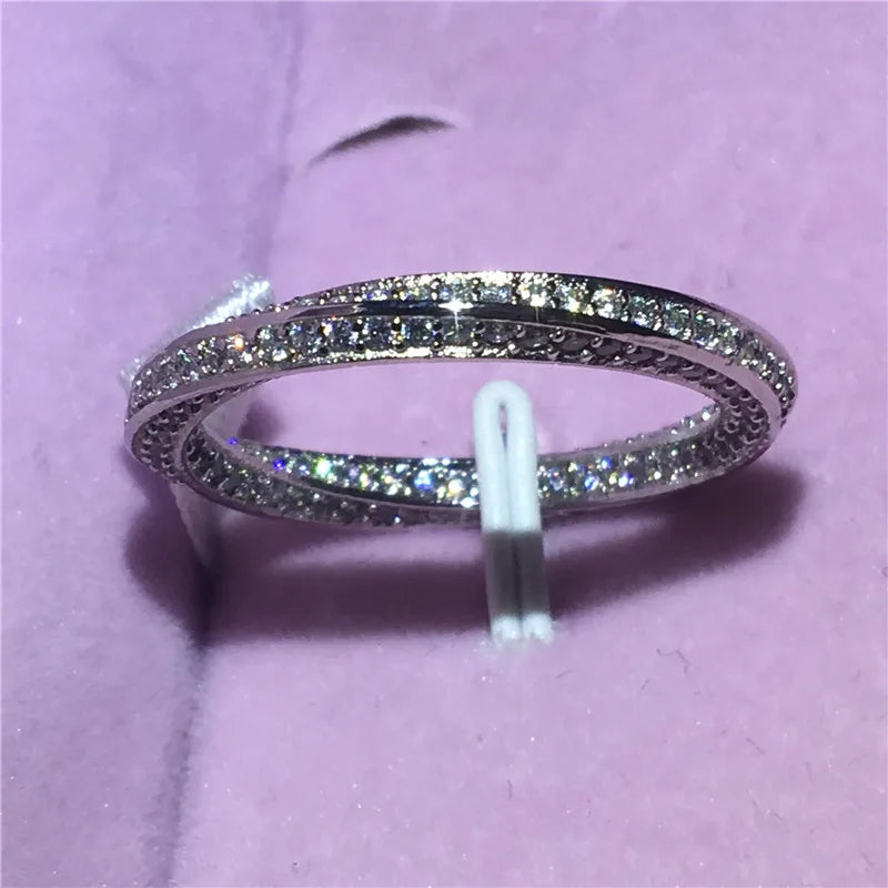 infinity ring S925 Sterling Silver Micro pave Moissanite Engagement Wedding Band Rings for women Party Jewelry