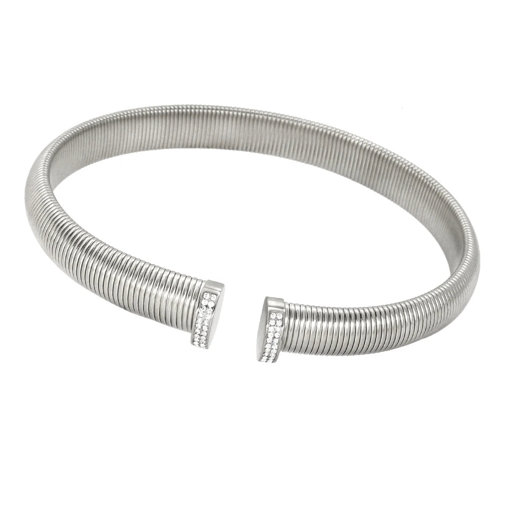 High Quality Cross Cuff Stainless Steel Jewelry Set Personalized Spiral Texture 18K Gold Plated Arm Neck Bijoux Waterproof