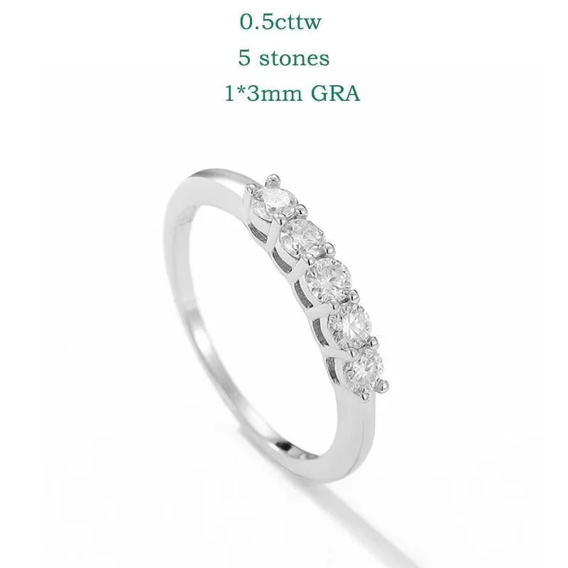 TY 0.7CT 3mm Gemstone Moissanite Rings for Women S925 Silver Matching Wedding Diamonds Band Stackable Ring White Gold Gift