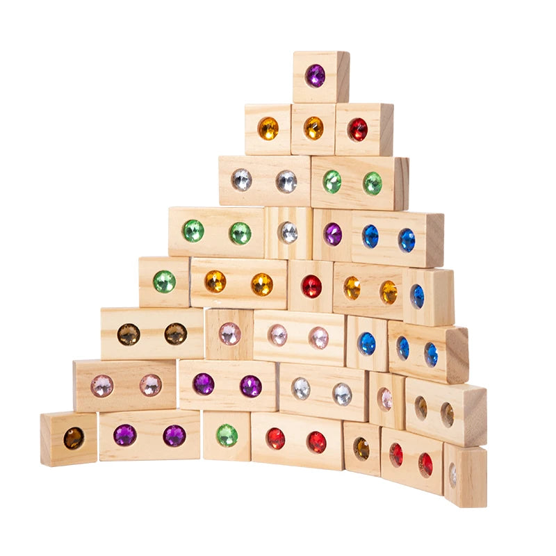 Wooden DIY Puzzle Blocks for Boys And Girls Montessori Stacking Blocks Colorful Educational Creative Toys Enlightenment Thinking