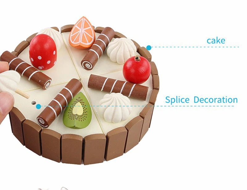 Wooden Children Kitchen Toys Pretend Toys Cutting Cake Play Food Kids Toys Wooden Fruit Cooking Toys For Baby Birthday Interests