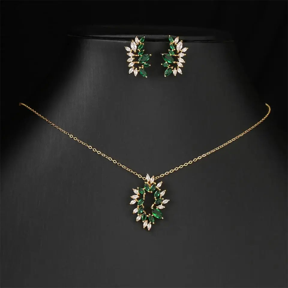 ZAKOL Luxury Retro Micro-set Zircon Women's Necklace Earrings Two-piece Set Temperament Elegant Charm Wedding Party Jewelry Sets